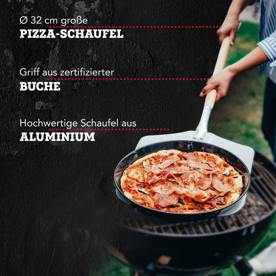 FMprofessional Pizzaschaufel aus FSC-zertifizierter Buche mit silbernem Turner, Länge: 91 cm - Bild 2