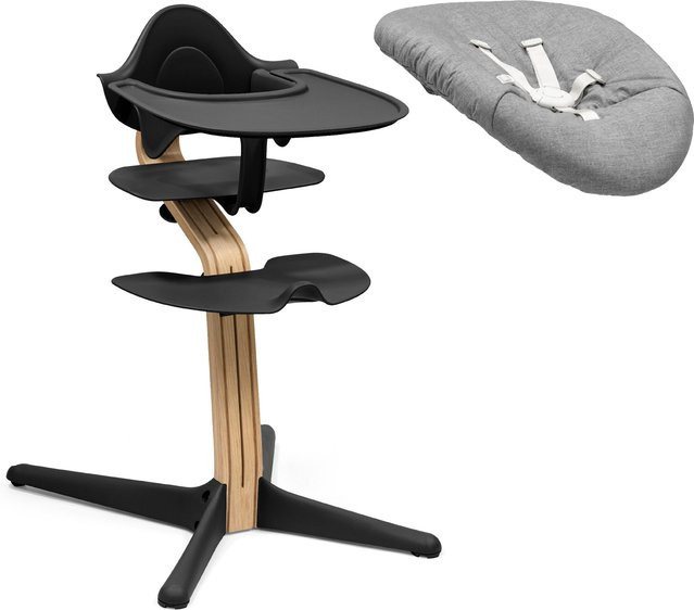 Stokke Nomi Bundle Hochstuhl Eiche inkl. Newbornset, Babyset und Tray in Schwarz - Bild 1