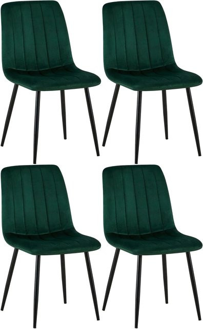 4er Set Esszimmerstühle DELUKE LENZ aus Samt mit Metallgestell in Grün, H 88 cm x B 45 cm x T 53 cm - Bild 1
