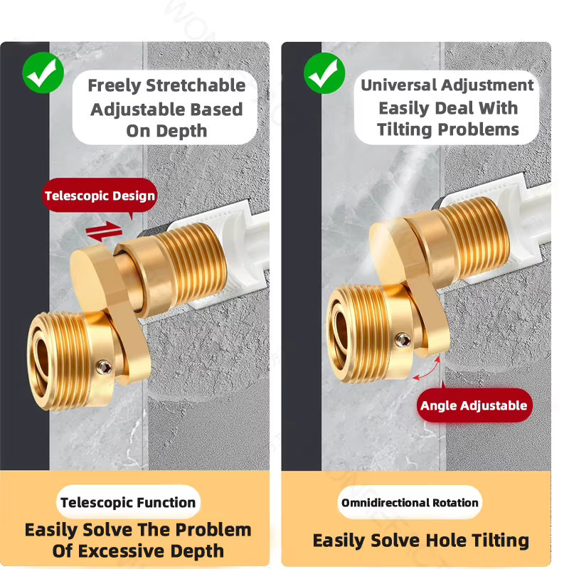 JIANGZILIU Duscharmatur-Adapter Wandmontage mit 360 Grad drehbarem Fußwinkel in Gold - Bild 6