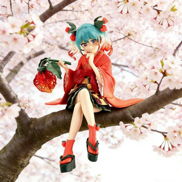 Bandai Hatsune Miku Laternen-Frucht-Kirsch-Figur, Einzelfigur, Kunststoff, Bunt / Mehrfarbig - Bild 1