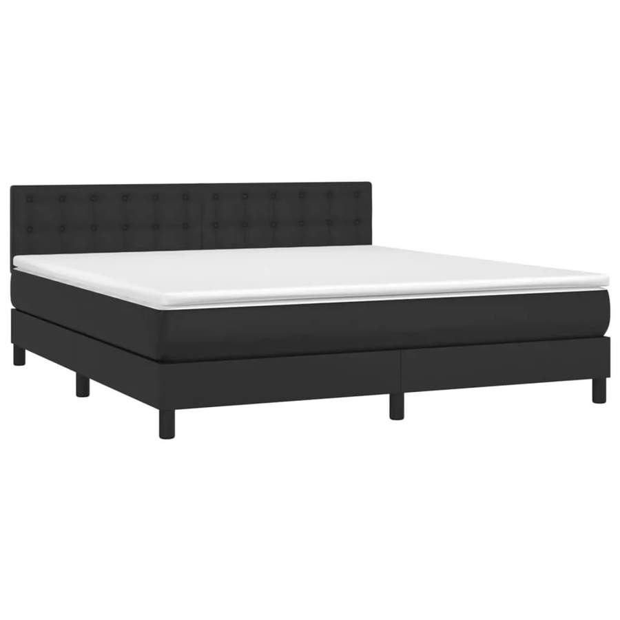 vidaXL Boxspringbett mit Matratze in Schwarz aus Kunstleder mit LED-Unterbettbeleuchtung und USB-Ladeport, B/T/H: 160 x 200 x 78 cm - Bild 2