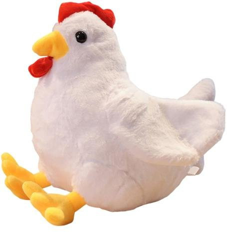 Plüschkissen Huhn von SUNJOY HOUSE in Weiß, weiches Stofftier mit Baumwollfüllung, 40 cm - Bild 1