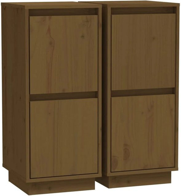 vidaXL Sideboard Set aus massivem Kiefernholz in Honigbraun, 2 Stück, B/T/H: 31,5 x 34 x 75 cm - Bild 1
