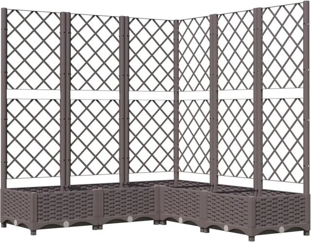 vidaXL Pflanzkübel mit Rankgitter aus Polypropylen in Braun, B/T/H: 120 x 120 x 121,5 cm - Bild 1