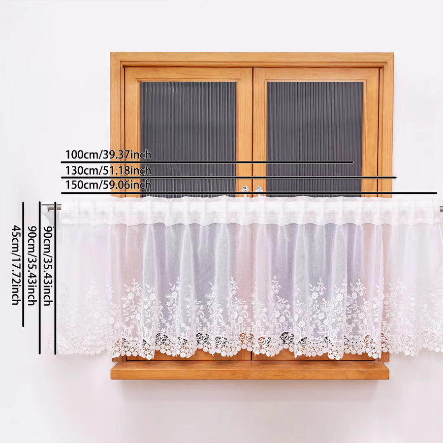 FLYINGCURTAINS Vorhang im koreanischen Stil mit floraler Stickerei, transparenter Volant in Weiß, B/H: 45 x 50 cm - Bild 2