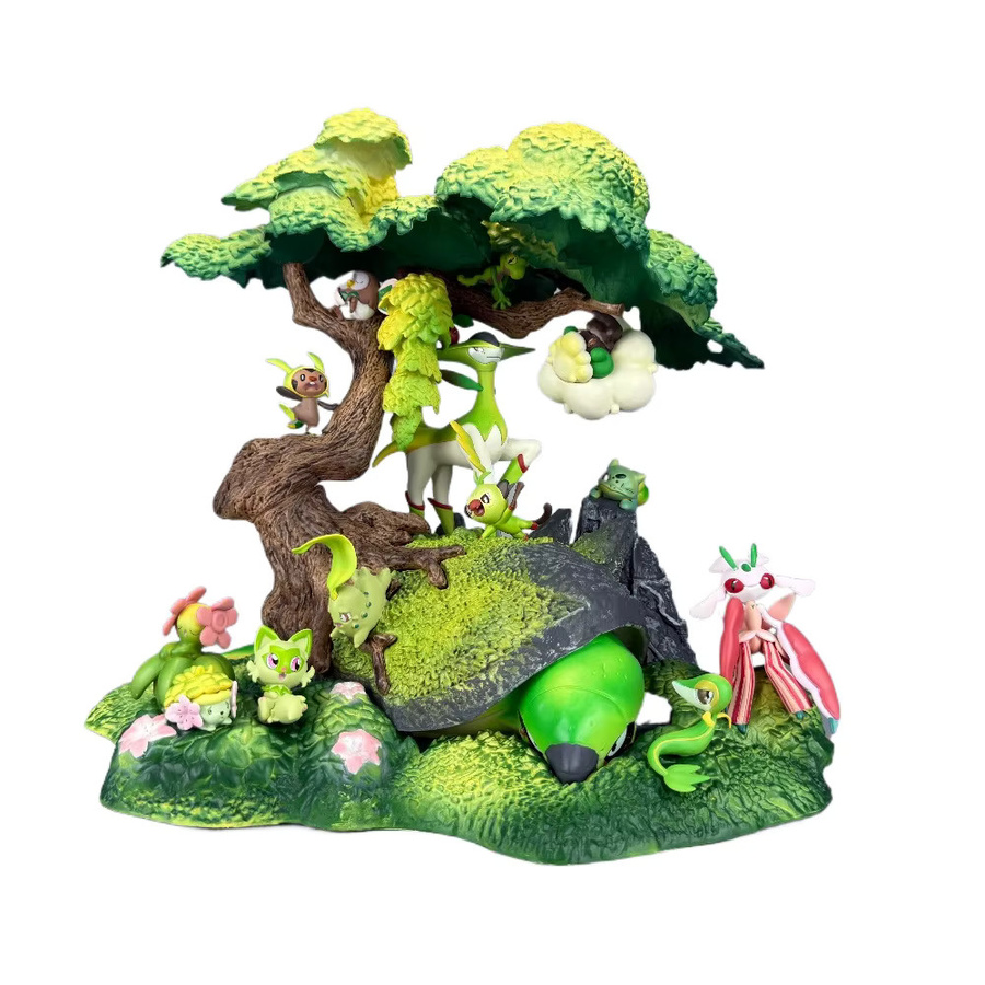 Bandai Pokémon Gras-Typ Familie Actionfiguren, PVC-Statue, 27,5cm - Bild 3