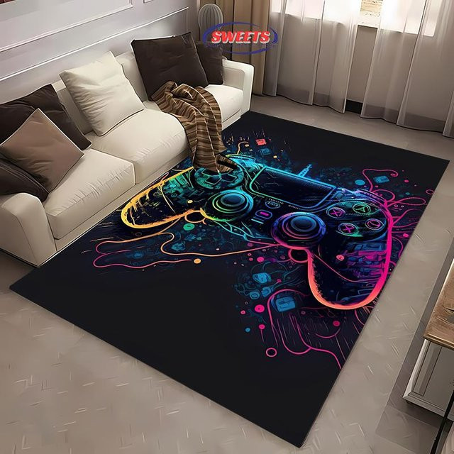 AISILK MOON Game Controller Teppich mit 3D-Druck, rutschfeste und waschbare Bodenmatte aus Polyester, B/B: 120 x 160 cm, Mehrfarbig - Bild 1