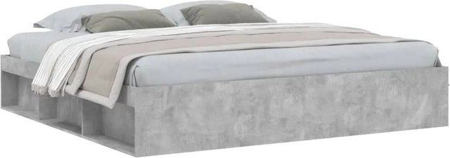 vidaXL Bettgestell in Betongrau mit modernem Stil und Seitenfächern, B/T/H: 200 x 200 x 203 cm - Bild 1