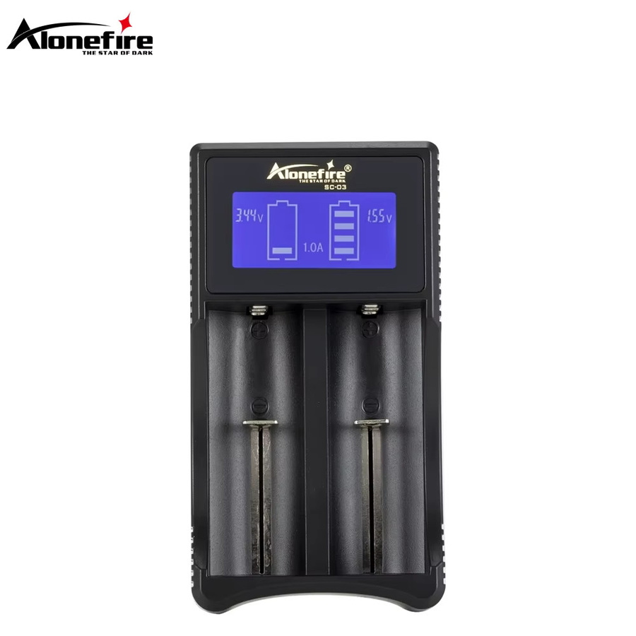 Alonefire LCD USB-Ladegerät für 3,7V Li-Ionen-Akkus, Schwarz - Bild 2