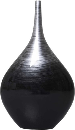 Vivanno Bodenvase Beldade in Schwarz mit silbernen Streifen aus Fiberglas, B/T/H: 33 x 15 x 54 cm