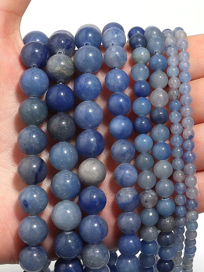 louleur Aventurin-Steinperlen, blau, rund - Bild 6
