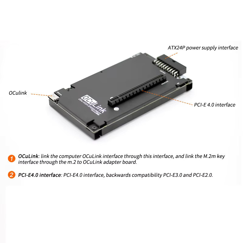 SHCHV OCuP4V2 OCuLink GPU-Dock mit ReDriver-Chip und optionalem NVME M.2 auf OCulink-Adapter in Schwarz für Laptop und Mini-PC zur Anbindung externer Grafikkarten - Bild 2