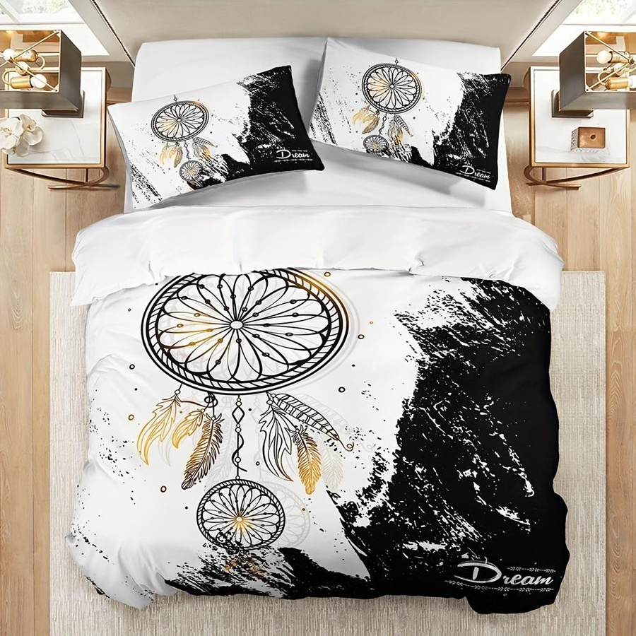 Traumfänger Bettwäsche-Set Your Warm Home in Schwarz-Weiß, 3-teilig, weich und atmungsaktiv, B/H: 172 x 218 cm - Bild 4