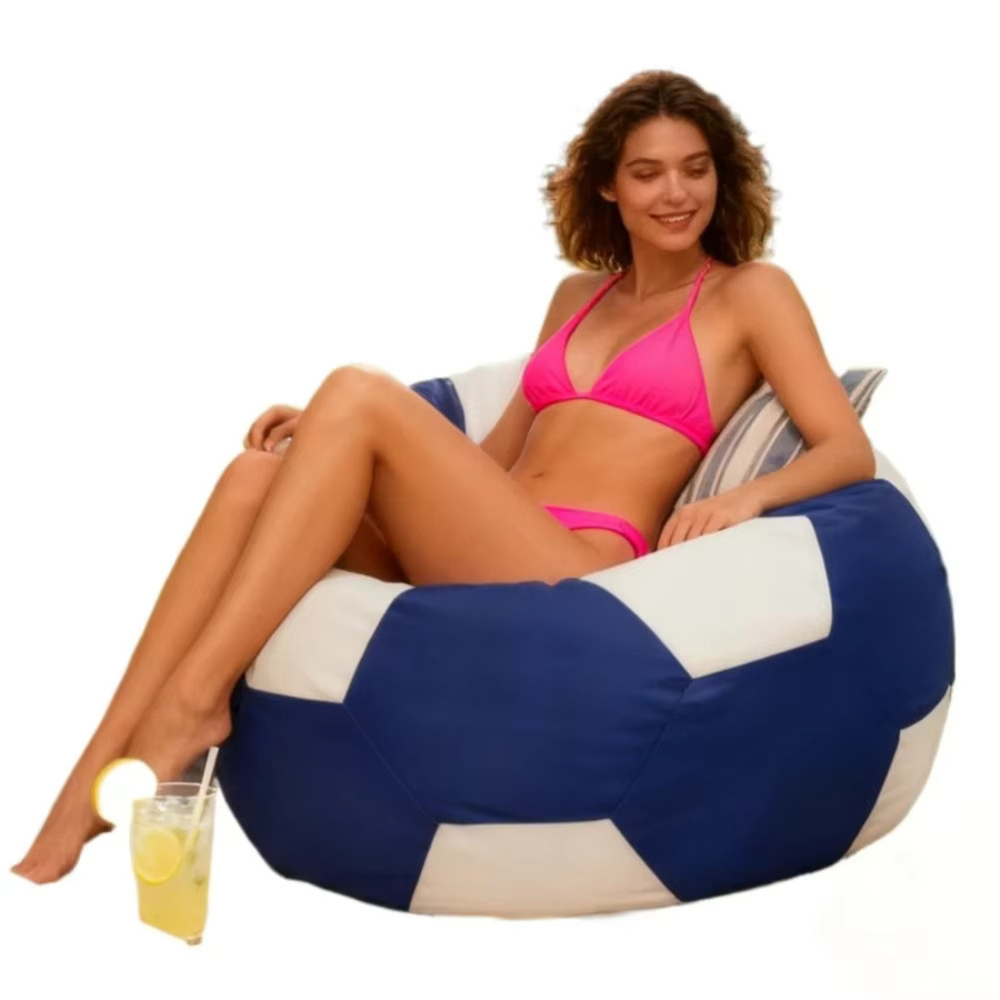 OTAUTAU Outdoor Fußball Sitzsack Abdeckung für Pool, Strand und Garten in Blau-Weiß DD221 - Bild 7