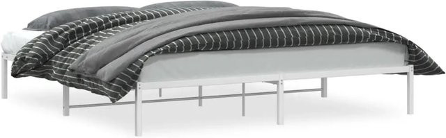 vidaXL Bettgestell aus Metall in Weiß mit klassischem Design, B/T: 200 x 200 cm - Bild 1