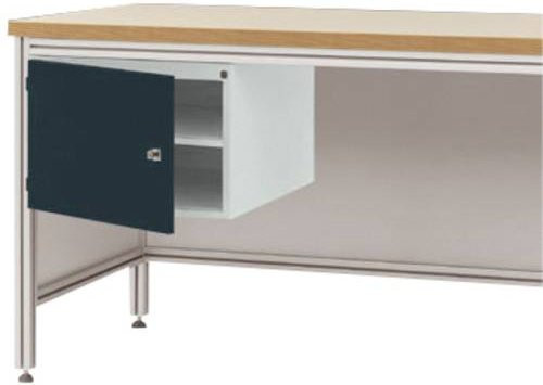 Manuflex Gehäuse-Unterbau ZB4723.7016 für ALU-Arbeitstische in Anthrazit und Grau, Nutzhöhe: 300 mm, für Tischtiefe: 800 mm, mit Türanschlag links - Bild 1