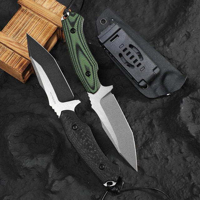 ALVELY EDC Outdoor-Campingmesser mit DC53 Feststehender Klinge und rutschfestem G10 Griff in Grün - Bild 1