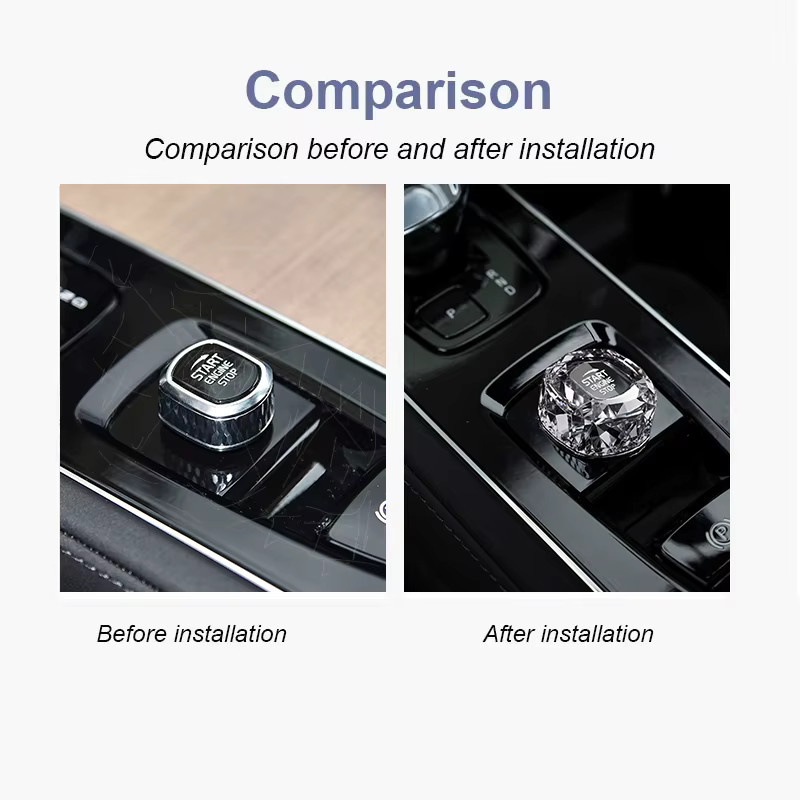 LINGLUYANG Kristallknopf-Abdeckung für Volvo XC60 S90 XC90 S60 V60 V90, Ein-Klick-Start Zubehör, transparent - Bild 3