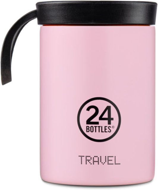 24Bottles Travel Tumbler Snack Pot mit Fill&Go Lid, 350ml, Candy Pink, isoliert und auslaufsicher - Bild 1