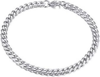 Armband Miami Curb Kette, Edelstahl, Weiß, 20cm, Herren - Bild 1