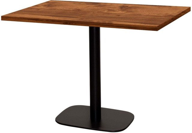 RestooTab Tisch Round rechteckig in Stein & Holz Optik mit Eiche Platte und schwarzem Gestell, B: 70 cm, T: 120 cm, H: 75 cm - Bild 1