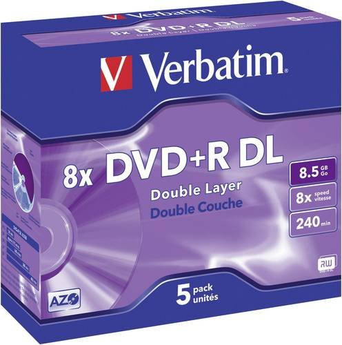 Verbatim DVD+R DL Rohlinge Double Layer 8.5 GB Matt Silver 5er Pack - Bild 1
