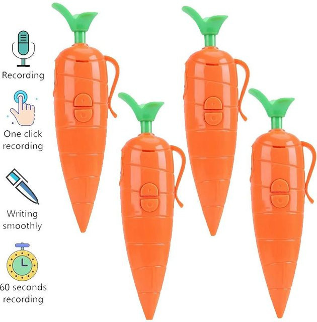 YJMP Multifunktionaler Karotten-Kugelschreiber für Kinder in Orange, 4er-Set - Bild 1