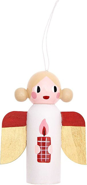 Rico Design Holzhänger Engel Merry Christmas für die Adventszeit mit Juteschnur, Breite: 7,3 cm, Höhe: 9,2 cm - Bild 1