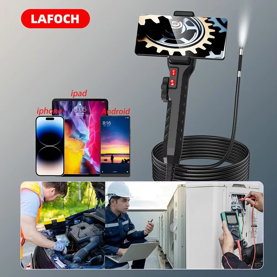LAFOCH Digitales Endoskop mit Zwei-Wege-Gelenk-Lenkung und CMOS-Kamera für Android und iOS, Schwarz, 3,9mm/6,2mm - Bild 3