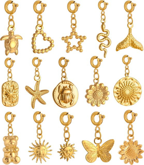 Charm Anhänger Edelstahl, 18K vergoldet, Gold, Unisex - Bild 1