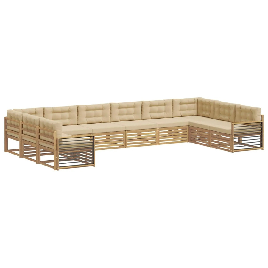vidaXL Sofagarnitur aus Massivholz Akazie in Beige mit Latten-Design und Armlehnen - Bild 2