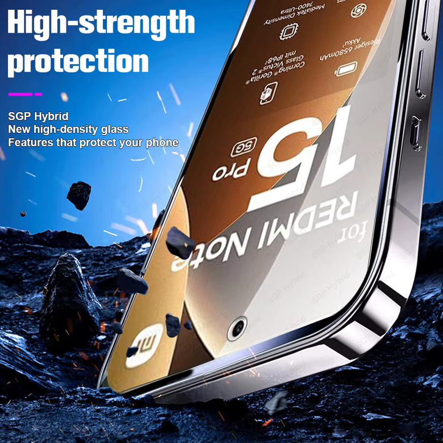 Displayschutzfolie aus gehärtetem Glas für Xiaomi Redmi Note 15 Pro 5G mit 3D Kamera Rückseitenabdeckung, transparent - Bild 4
