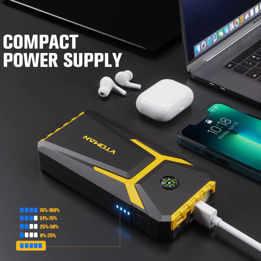 VTOMAN V6 Pro Auto Starthilfe Power Bank mit 2000A in Schwarz - Bild 5