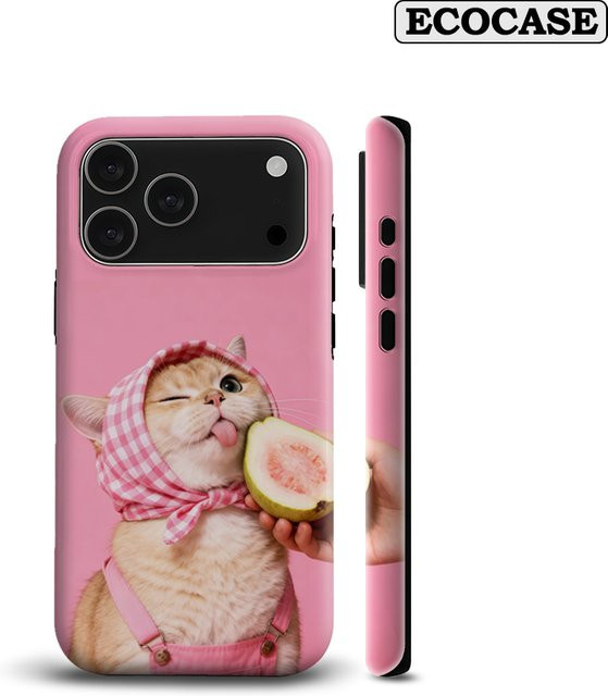 Potdemiel Magnetische Handyhülle mit Guave Katzen-Charm in Pink für iPhone 17 16 15 14 13 Pro Max Plus, robuste Einzel- und Doppelschicht-Schutzhülle - Bild 1