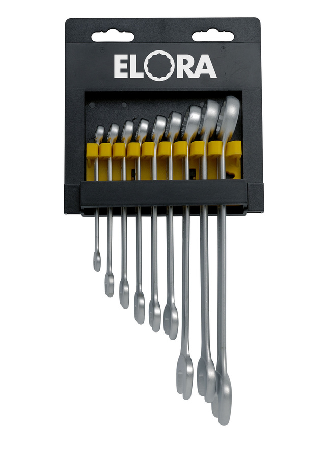 Elora Ringmaulschlüssel-Satz 9-teilig in Silber, Größen 8-22 mm, ELORA-203KH-9 - Bild 1