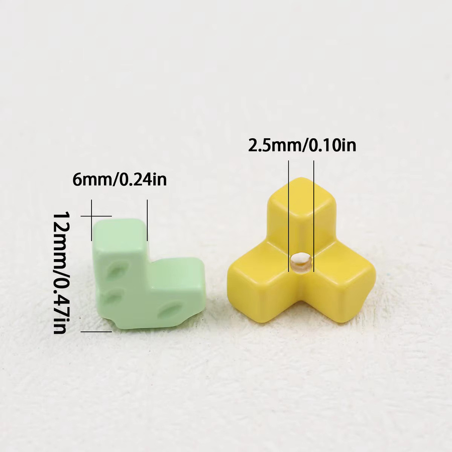 JHNBY Perlen, Tetris-Stil, mehrfarbig, 12 mm - Bild 2