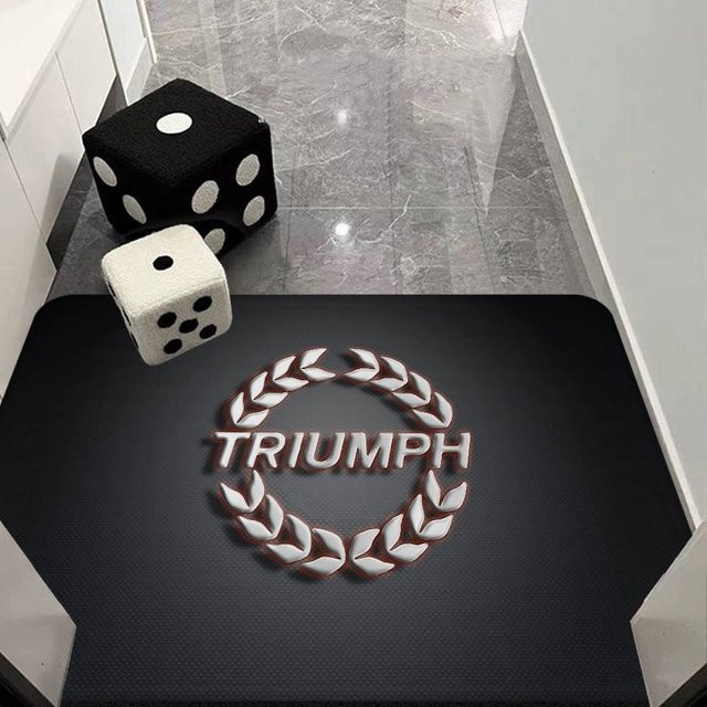 T-Triumph Motorrad Logo Fußmatte in Schwarz, B/B: 120 x 80 cm, rutschfest und waschbar - Bild 1