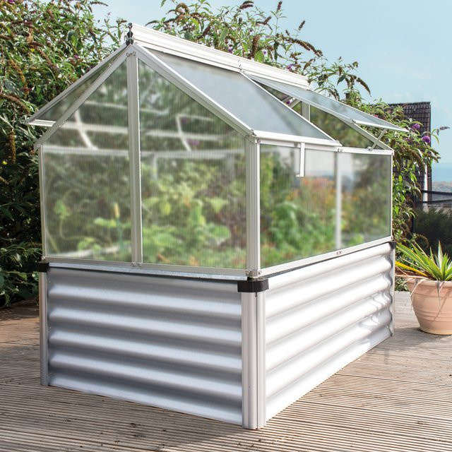 Vitavia Hochbeet Gaia Jumbo aus Aluminium in Silber mit Polycarbonat-Abdeckung, kippbar, B: 83 cm, T: 122 cm, H: 137 cm - Bild 1