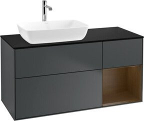 V&B Waschtischunterschrank Finion mit Wandbeleuchtung, Breite: 120 cm, Tiefe: 50,1 cm, Höhe: 50,1 cm, lackiert, matt dunkelblau - Bild 1