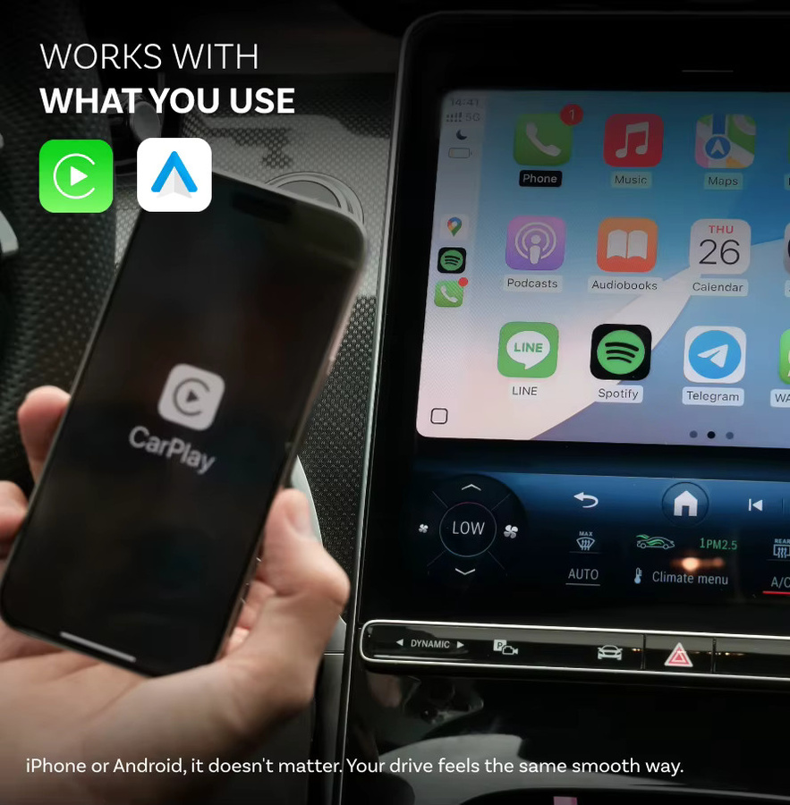Ottocast Mini Pico 2-in-1 Kabelloser CarPlay und Android Auto Adapter in Schwarz mit Wi-Fi und Plug-and-Play - Bild 2