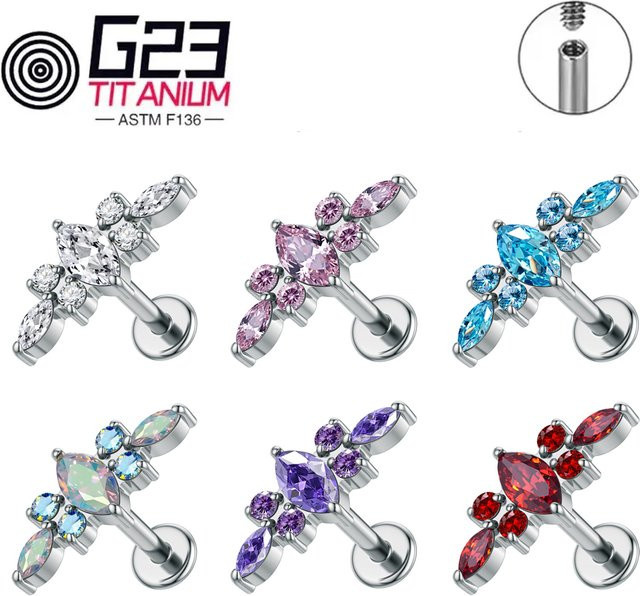 IHola Labret Ohrstecker, Titan, 16G, Unisex - Bild 1