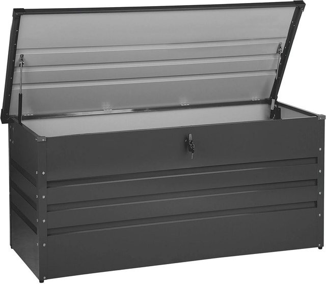 Beliani Truhe CEBROSA in Graphitgrau aus Metall für den Garten, B/T/H: 132 x 62 x 64 cm - Bild 1