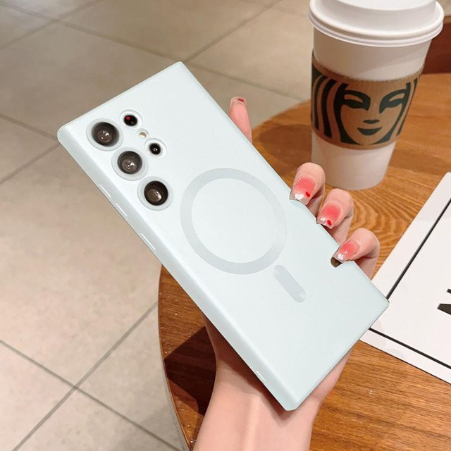 Matte magnetische MagSafe Hülle für Samsung Galaxy S24 S23 S22 S21 Ultra Plus weich weiß - Bild 1