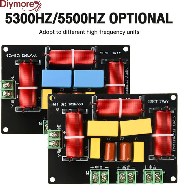 diymore 3-Wege Audio-Lautsprecher-Crossover-Modul 200W für Höhen und Mittelton in Schwarz, 5300Hz-5500Hz - Bild 1