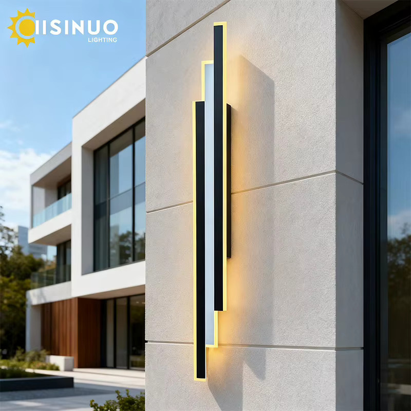 IISINUO LED Außenwandleuchte Modern Linear Up-Down Garten Wandlampe Schwarz oder Weiß - Bild 2