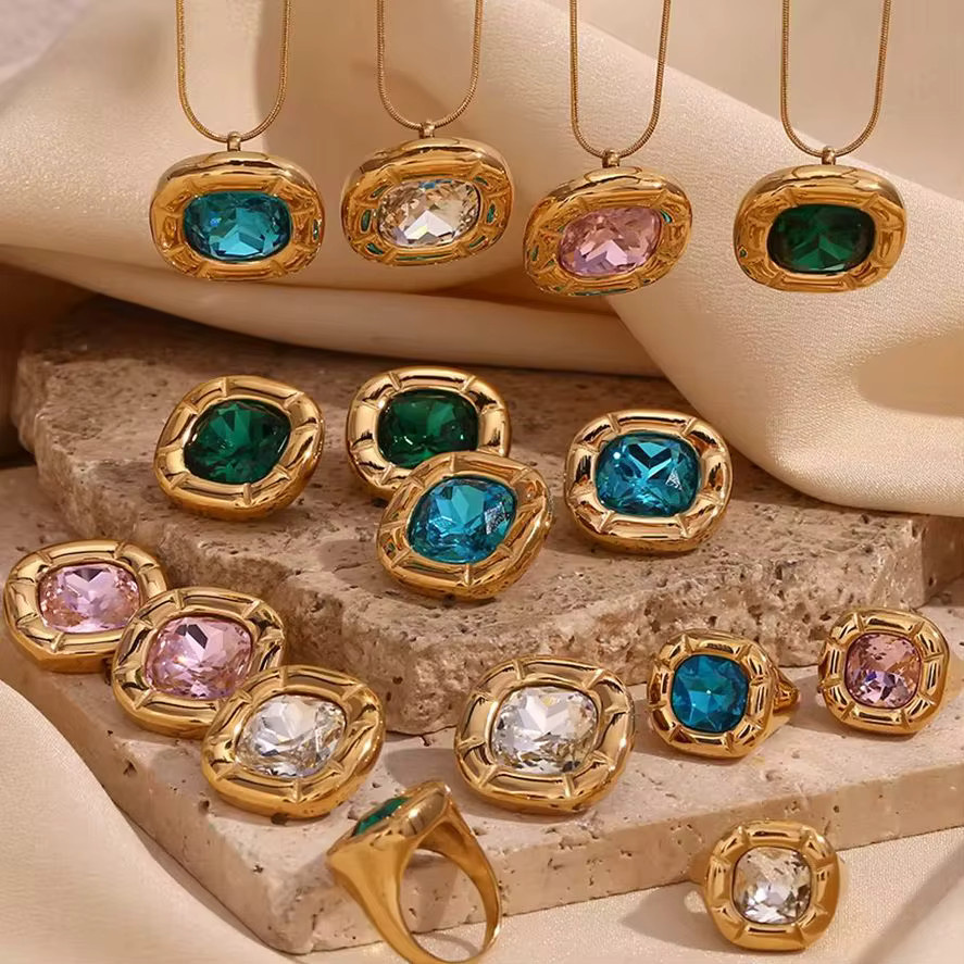 E.B.belle Ohrringe, Halskette, Ring, Edelstahl, Zirkonia, Damen - Bild 3