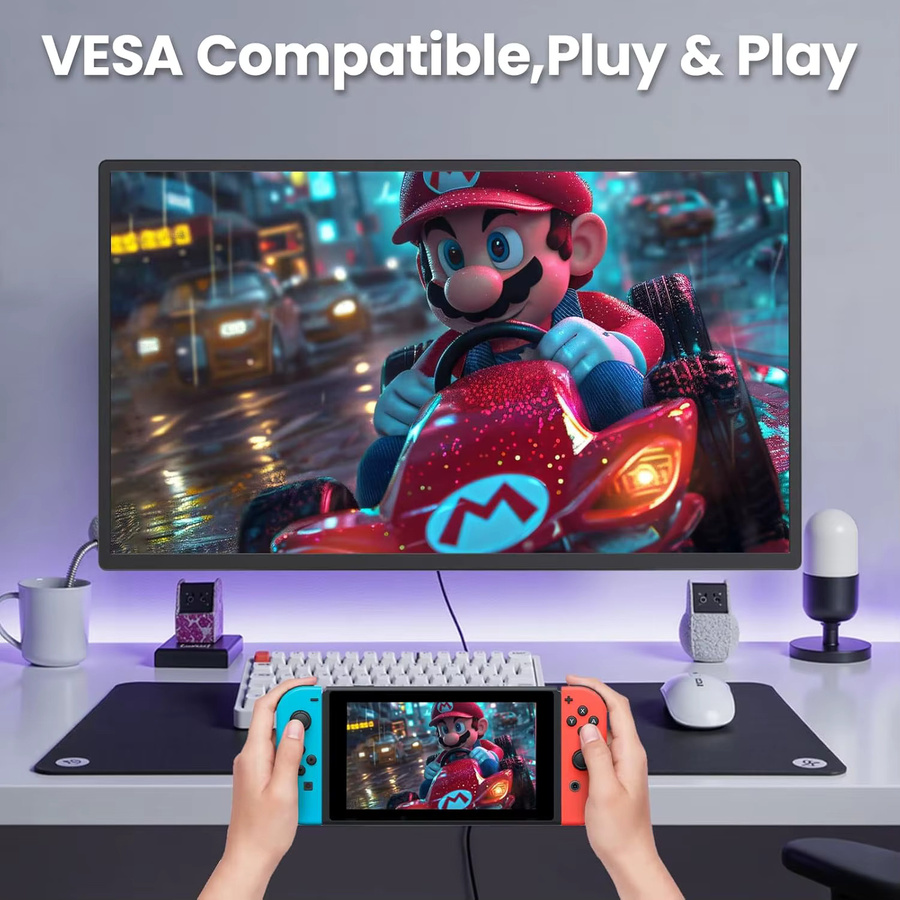 UPERFECT Tragbarer Monitor 16 Zoll 2.5K QHD 240Hz Gaming Display in Schwarz mit USB-C und HDMI für Laptop, PC und Spielkonsolen inklusive Standfuß und Lautsprechern - Bild 3
