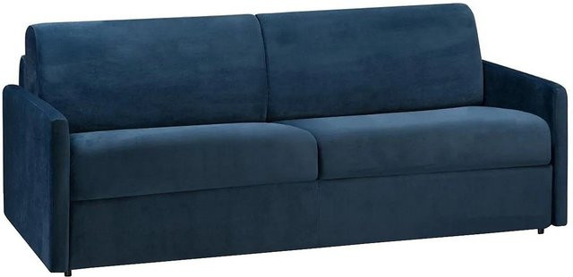 Vente-unique Schlafsofa Calife in Marineblau mit Samtbezug und Schaumstoffpolsterung, Breite: 190 cm - Bild 1