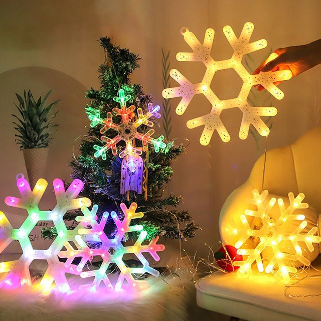 lyfs LED Schneeflocken Fensterdekoration für Weihnachten und Neujahr, batteriebetrieben, zum Aufhängen - Bild 1